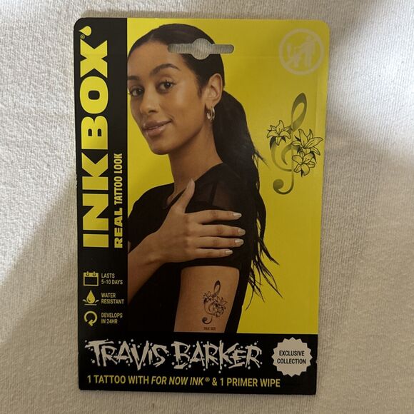 Inkbox Temporary‎ Tattoos, Travis Barker, Music Note With Flowers - Picture 1 of 4